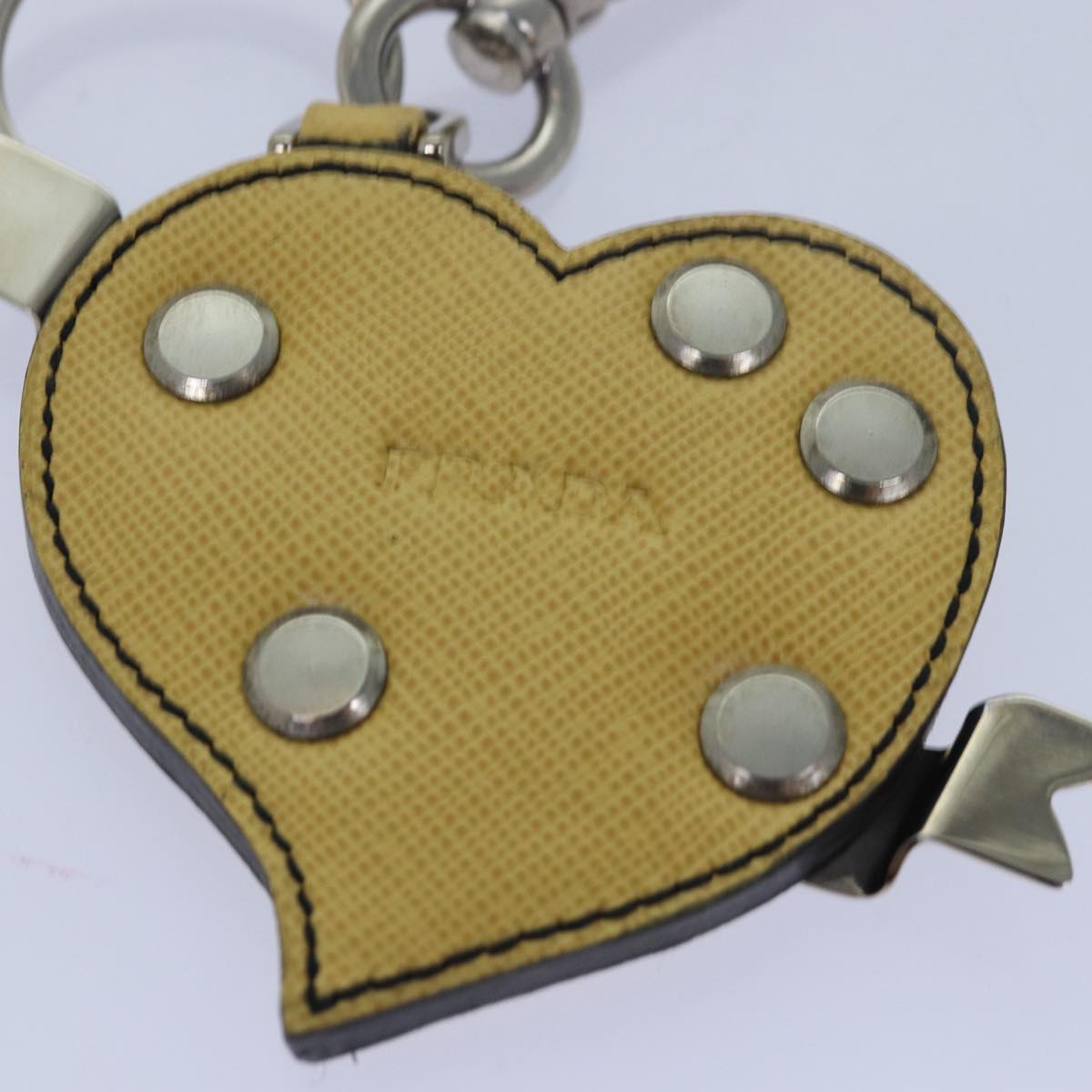 PRADA Key Holder Safiano leather Yellow  ac3109