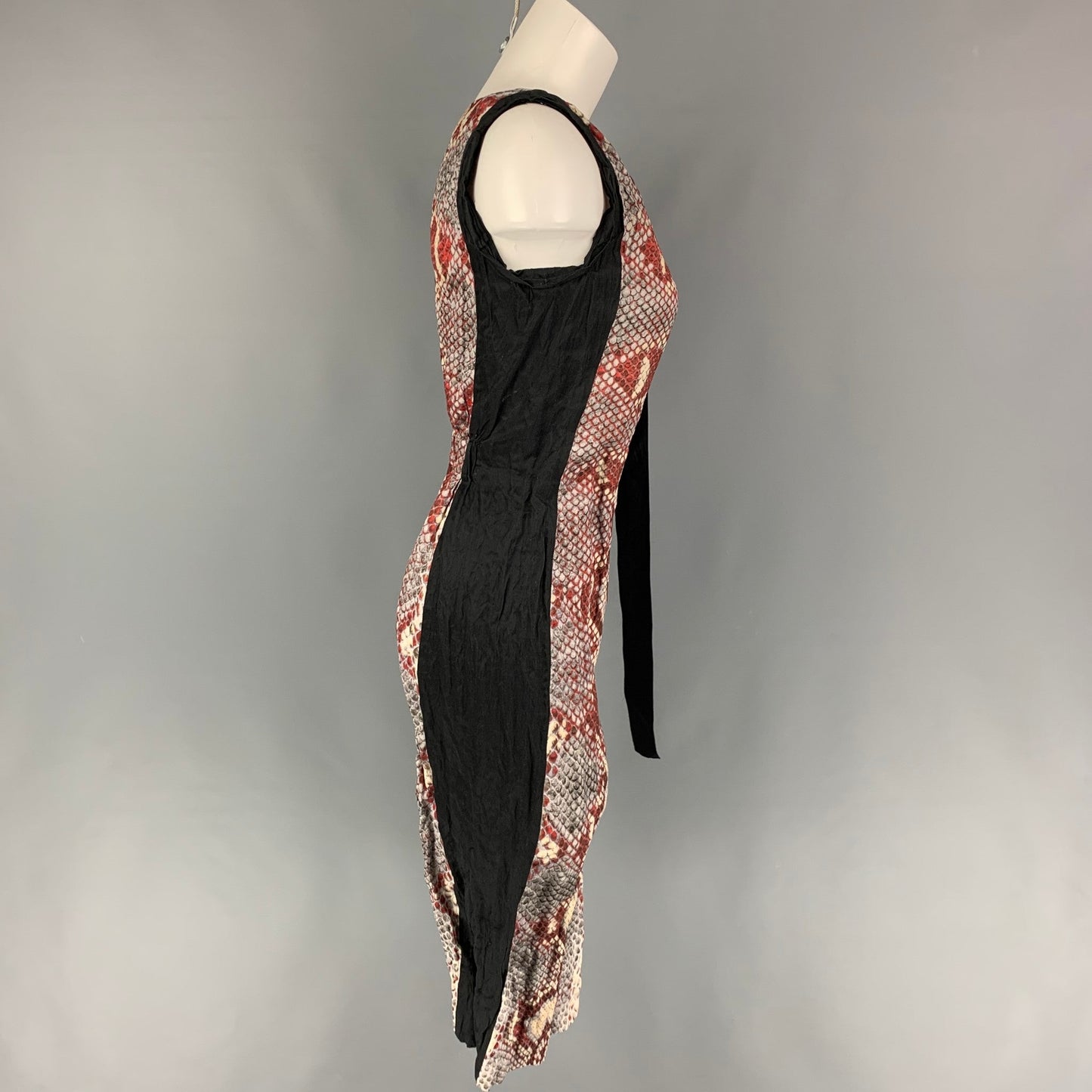 PRADA SS 09 Size 4 Burgundy Black Snake Skin Print Dress