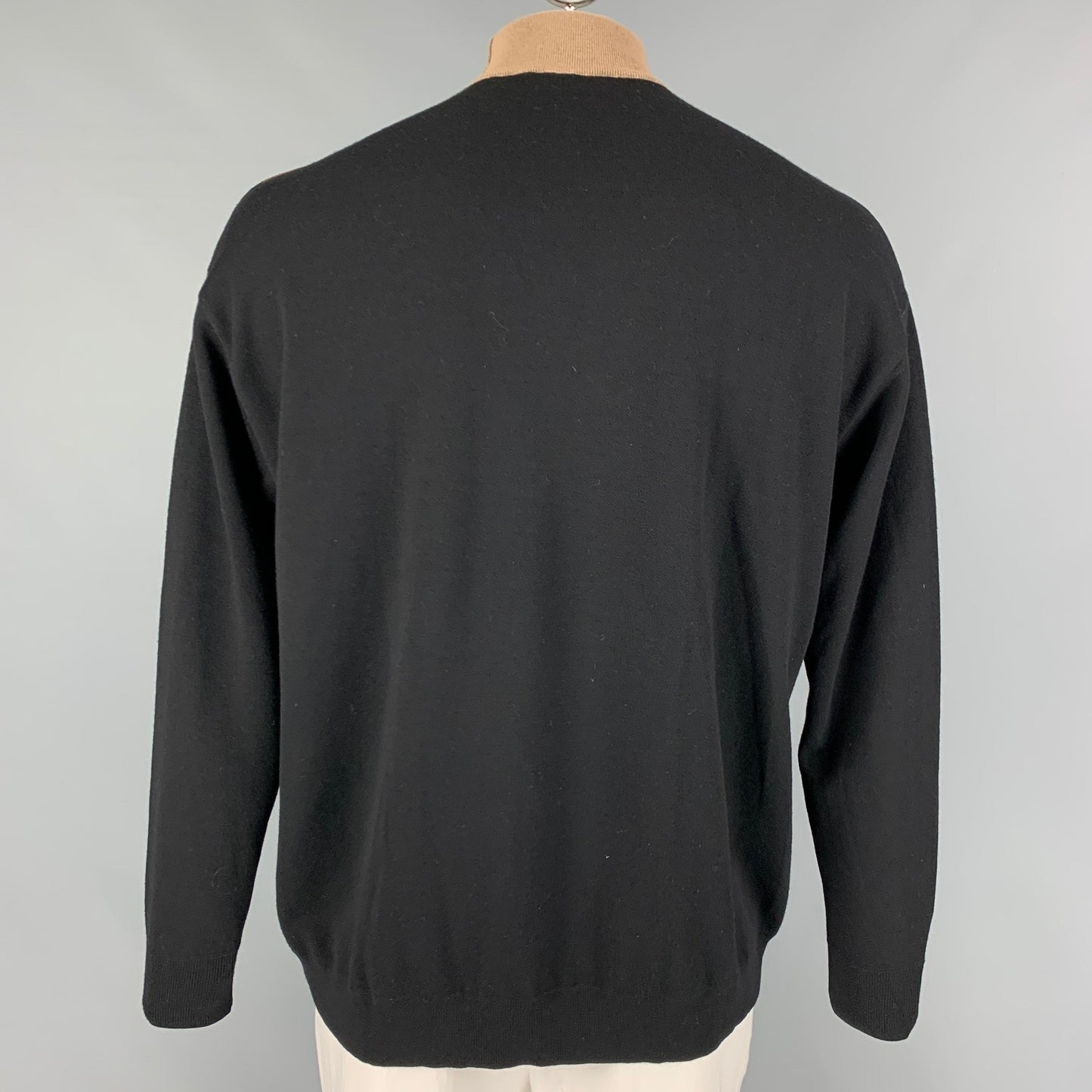 PRADA Size M Black Brown Color Block Turtleneck Pullover