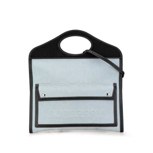 Burberry  blue Canvas Leather Handbag Shoulder Bag ()
