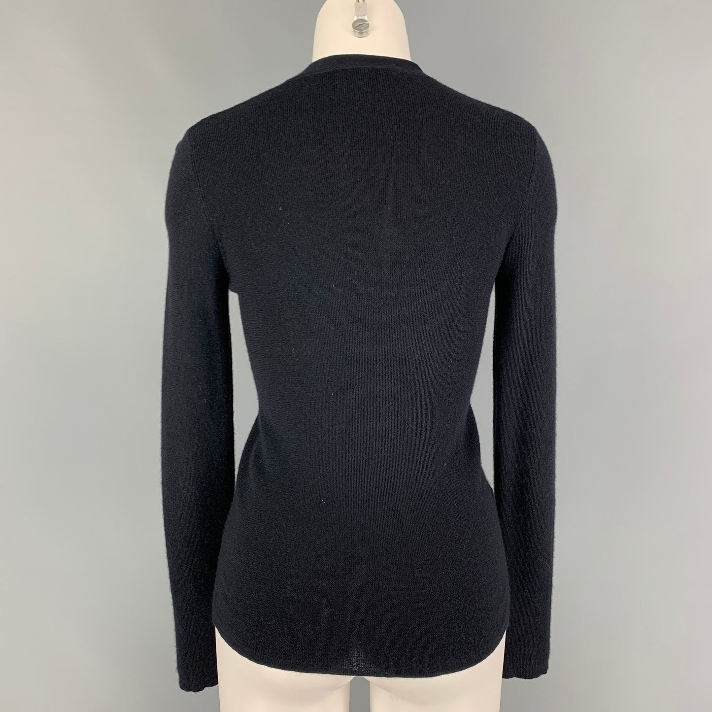PRADA Size 4 Black Cashmere Silk V-Neck Cardigan