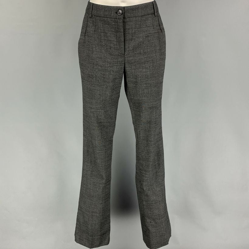 DOLCE & GABBANA Size 8 Black Grey Virgin Wool Straight Dress Pants