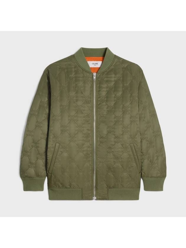 CELINE Triomphe Teddy Nylon Down Jacket Khaki