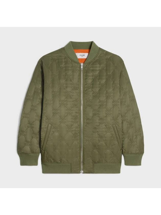 CELINE Triomphe Teddy Nylon Down Jacket Khaki