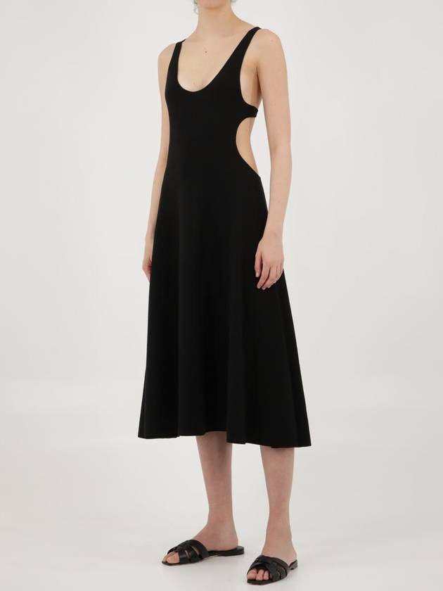 Saint Laurent Women's Cutout Wool Long Dress Black