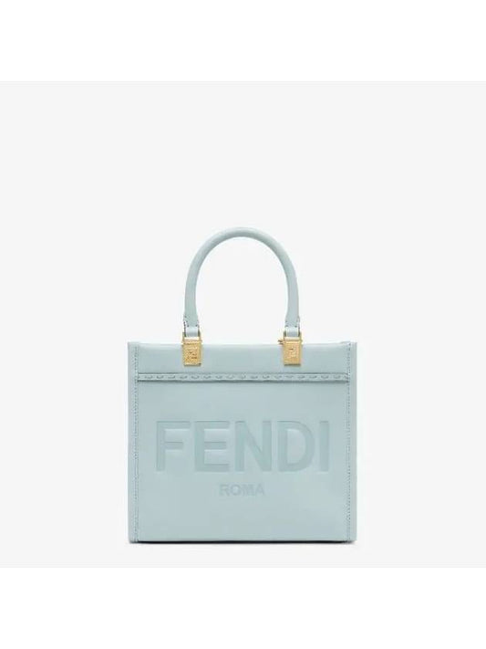 Fendi Sunshine Embossed Logo Small Tote Bag Light Blue