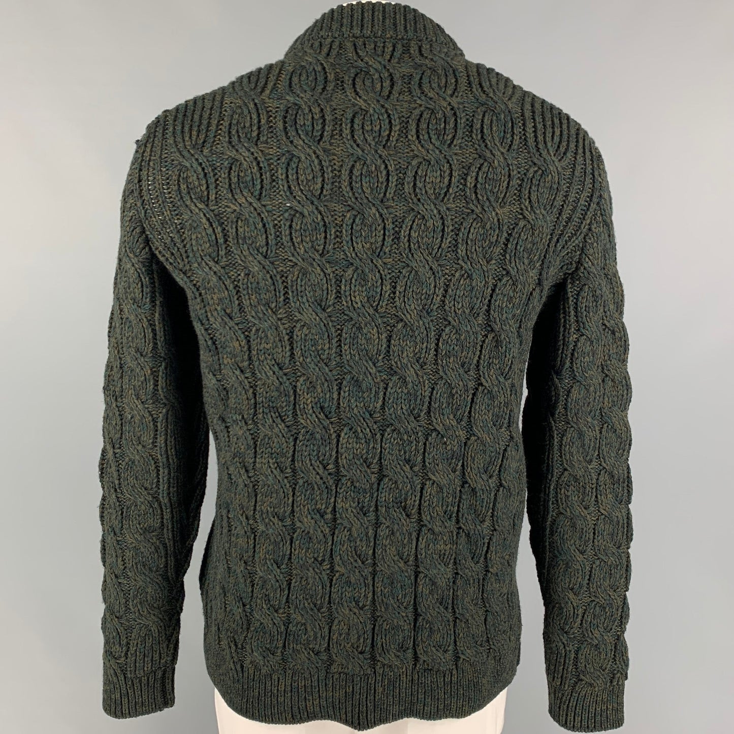 PRADA Size XL Green Olive Knitted Virgin Wool Sweater