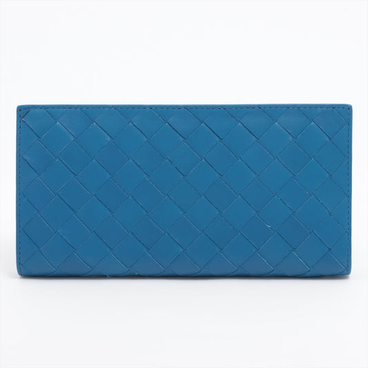 Bottega Veneta  Intrecciato Leather Round  Wallet Blue