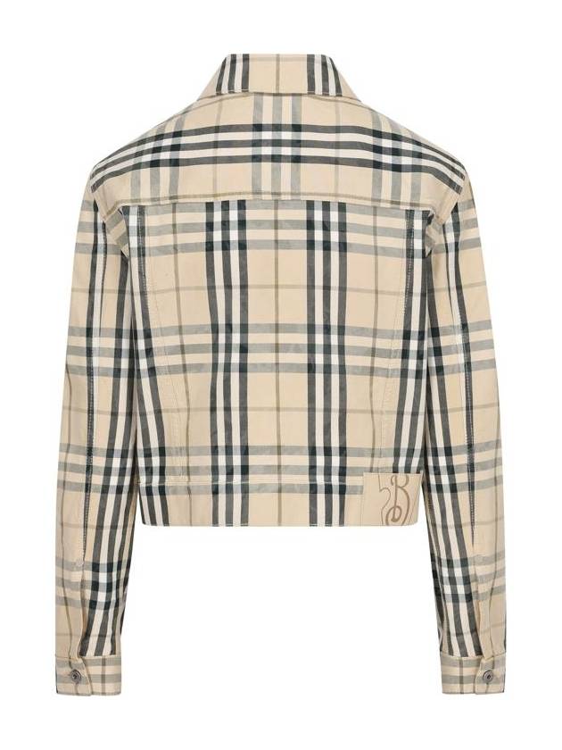 Burberry Check Cropped Denim Jacket Grain