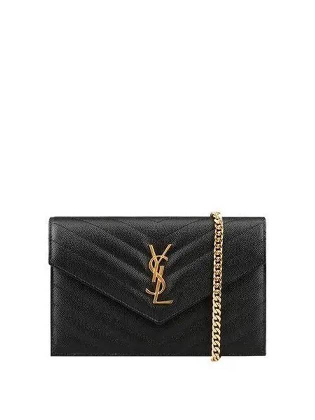 Saint Laurent Women's Logo Envelope Chain Long Wallet Black