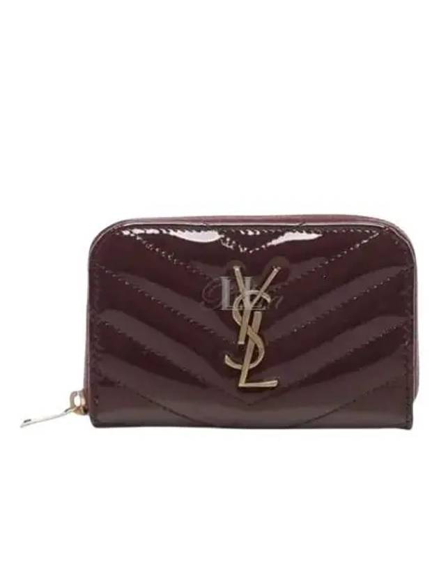 Saint Laurent Cassandra Matelasse Patent Leather Half Wallet Red