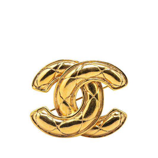 Chanel Coco Mark Matelasse Brooch Gold
