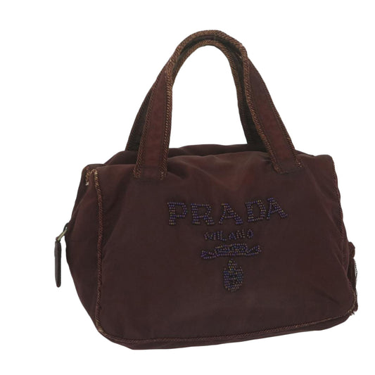 PRADA Hand Bag Nylon Wine Red  ai694