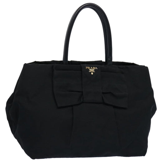 PRADA ribbon Hand Bag Nylon Black  am5448