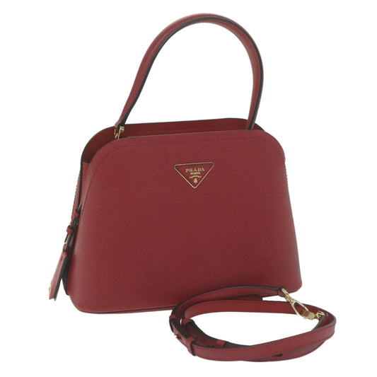 PRADA Matinee Small Hand Bag Safiano leather 2way Red 1BA282  am5519A