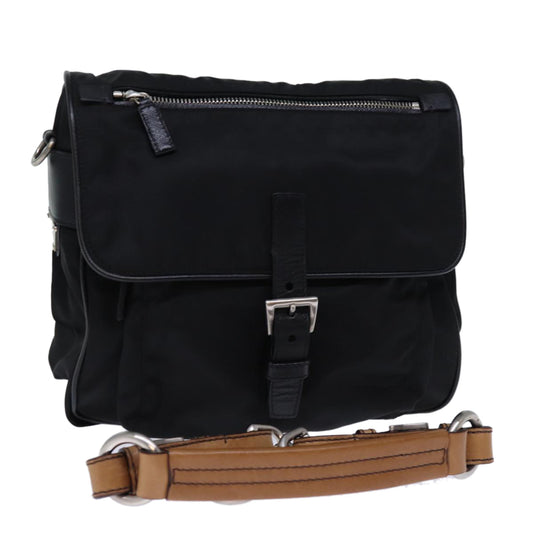 PRADA Shoulder Bag Nylon Leather Black  am6182
