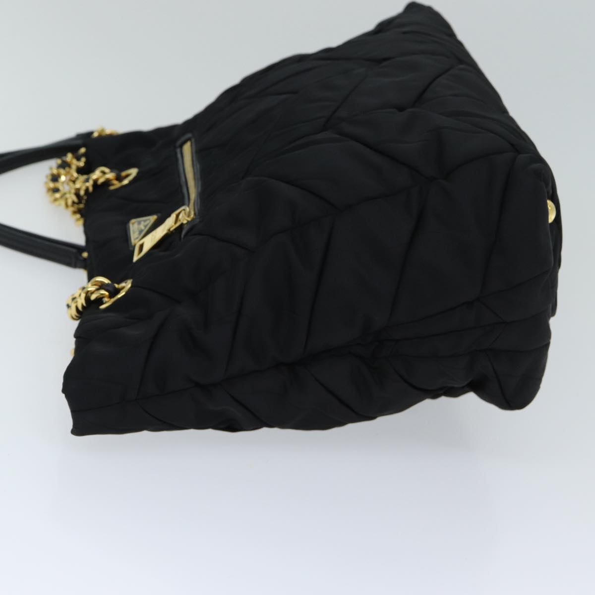 PRADA Quilted Chain Shoulder Bag Nylon Black  am6356