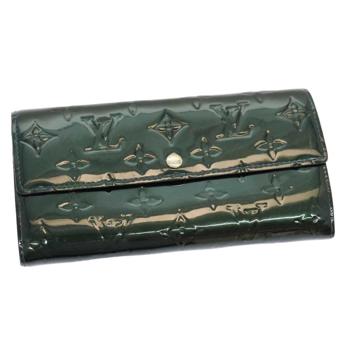 LOUIS VUITTON Vernis Portefeiulle Sarah Long Wallet Bluenuit M93667 am6574