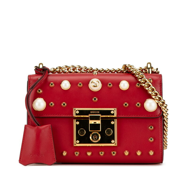 Gucci Padlock Studs Leather Shoulder Bag