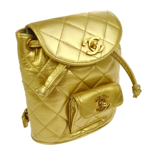 CHANEL * 1991-1994 Duma Backpack Gold Lambskin