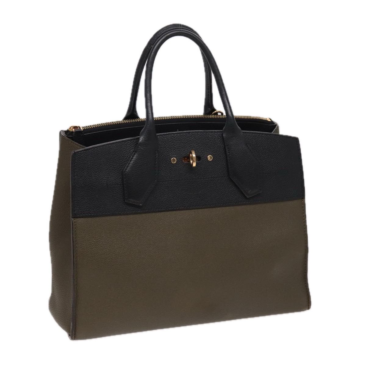 LOUIS VUITTON City Steamer MM Bag Leather 2way Black Green M54312 ar12078
