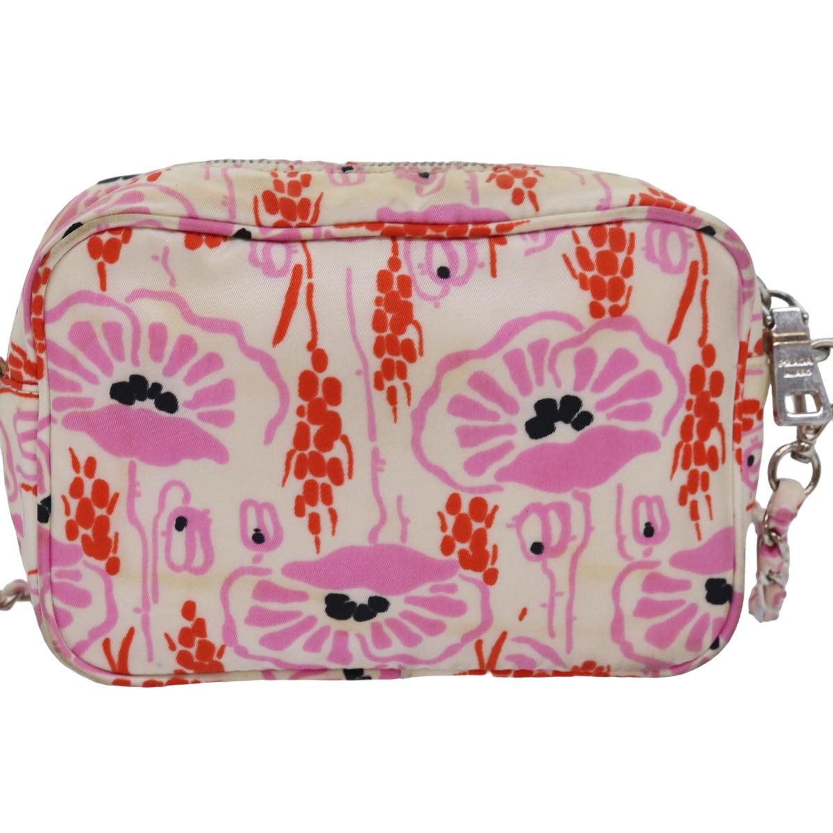 PRADA Ribbon Chain Shoulder Bag Nylon Pink  ar12118