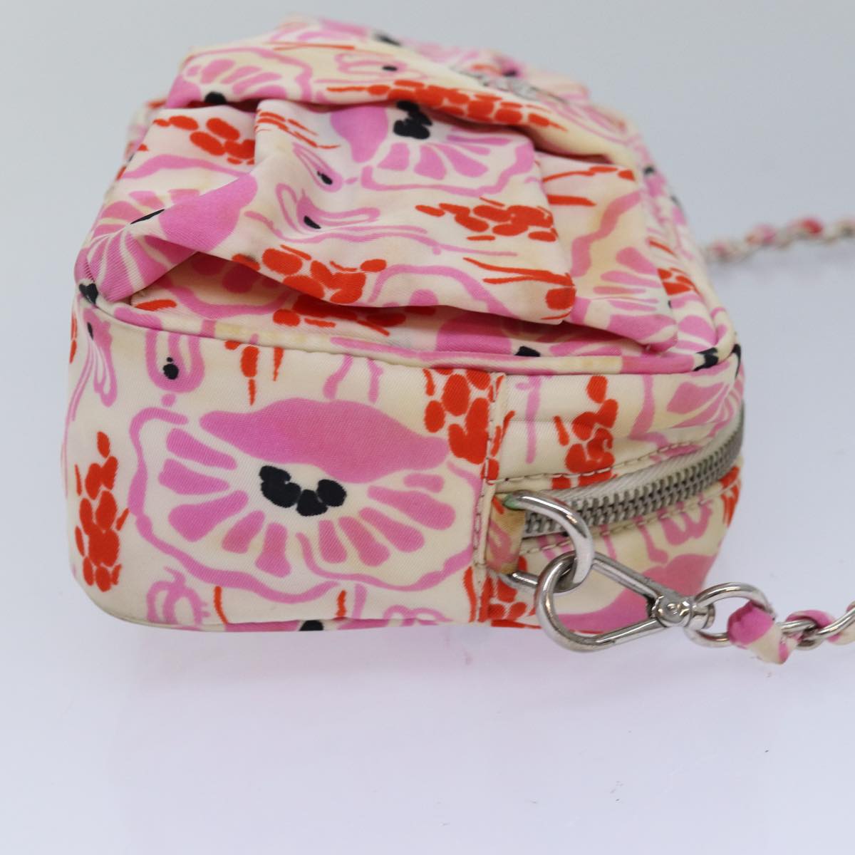 PRADA Ribbon Chain Shoulder Bag Nylon Pink  ar12118