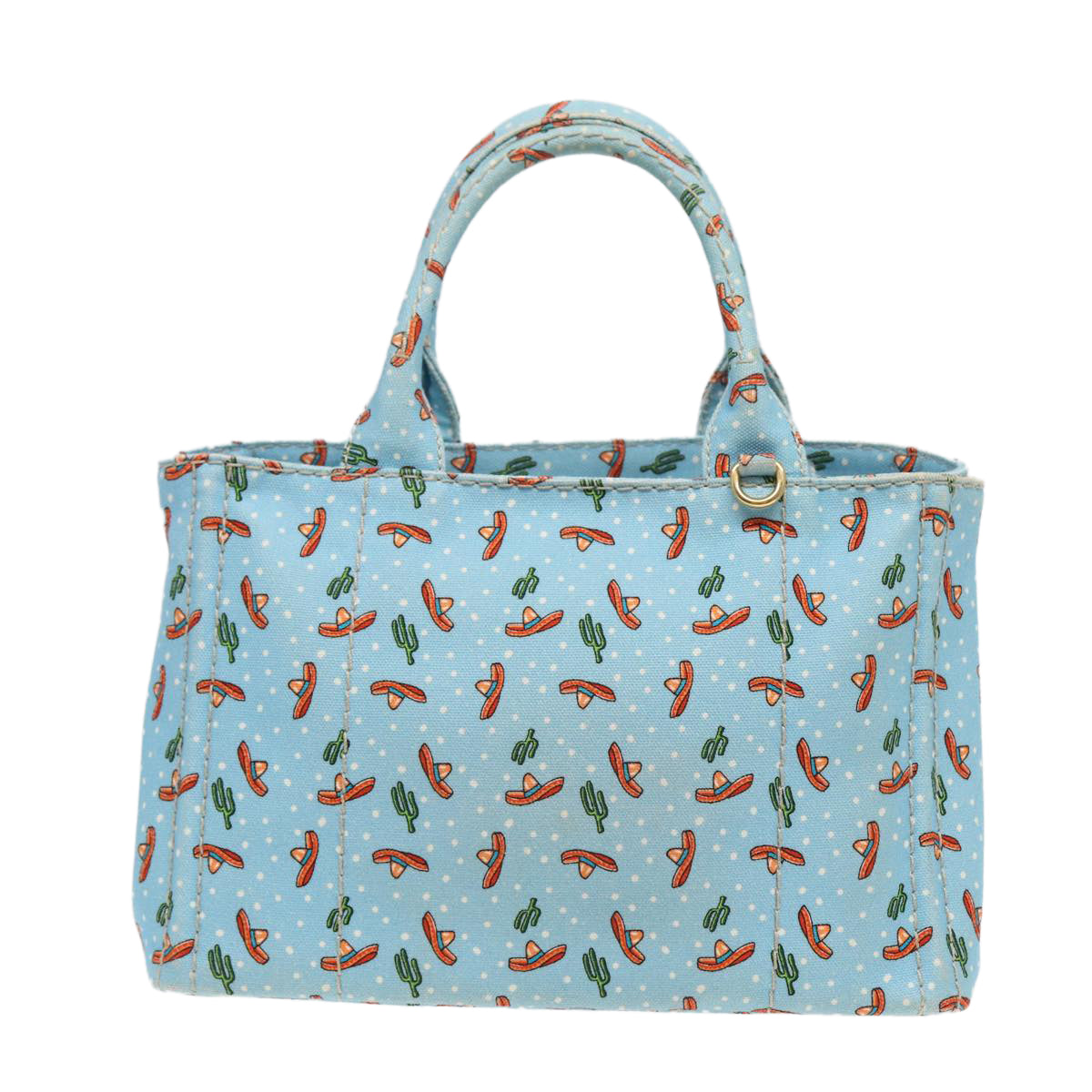 PRADA Canapa PM Hand Bag Canvas 2way Blue  ar12143
