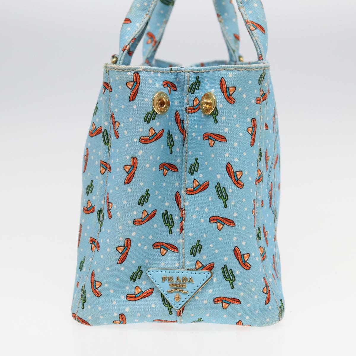 PRADA Canapa PM Hand Bag Canvas 2way Blue  ar12143