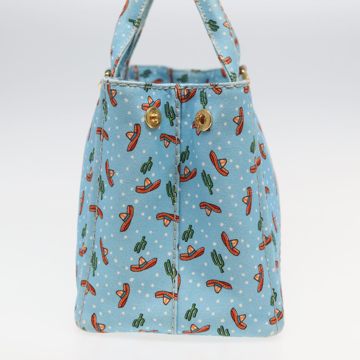 PRADA Canapa PM Hand Bag Canvas 2way Blue  ar12143