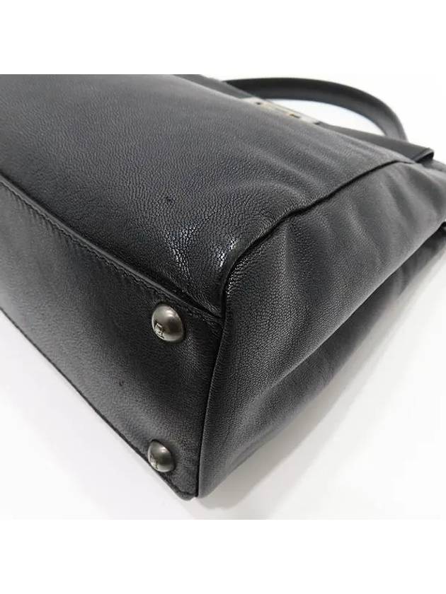 Fendi 8BN226 Black leather PEEKABOO regular gold logo tote bag shoulder strap 2WAY