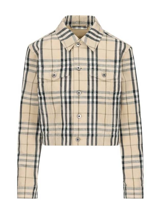 Burberry Check Cropped Denim Jacket Grain
