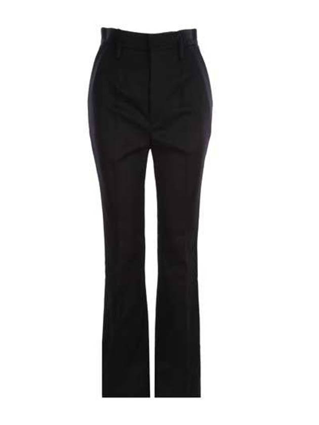 Saint Laurent Women's Wool Twill High Waist Straight Pants Black