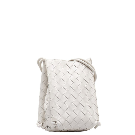 Bottega Veneta  INTRACT Mini The Knot  Shoulder Bag 639293 White Leather