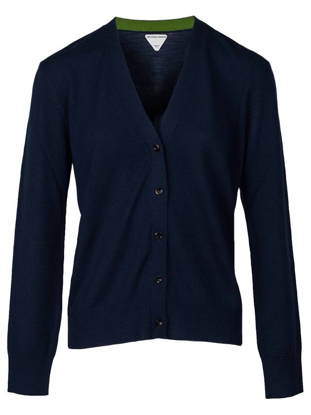 Bottega Veneta Knit Wool Cardigan Midnight Blue