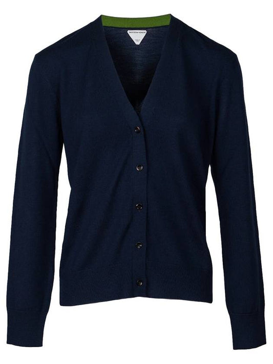 Bottega Veneta Knit Wool Cardigan Midnight Blue