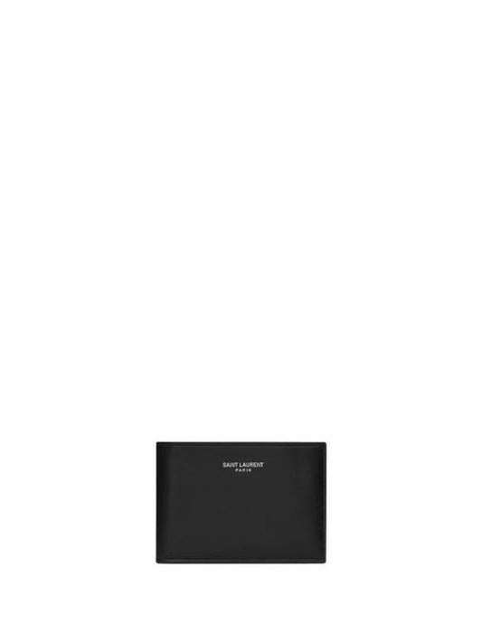 Saint Laurent Paris Compact Smooth Leather Card Wallet Black