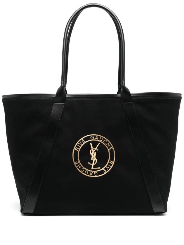 Saint Laurent Rive Gauche Canvas Tote Bag Black