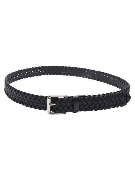Bottega Veneta ntreciato Leather Belt Black