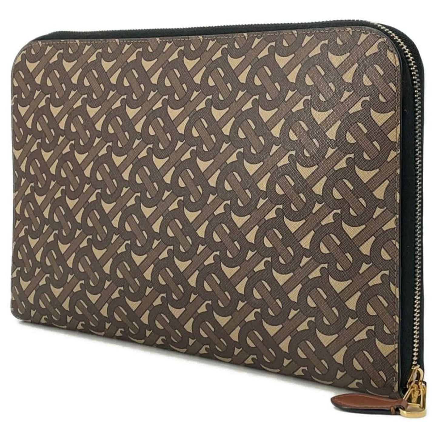 Burberry  Coated Canvas Leather Clutch Bag ()