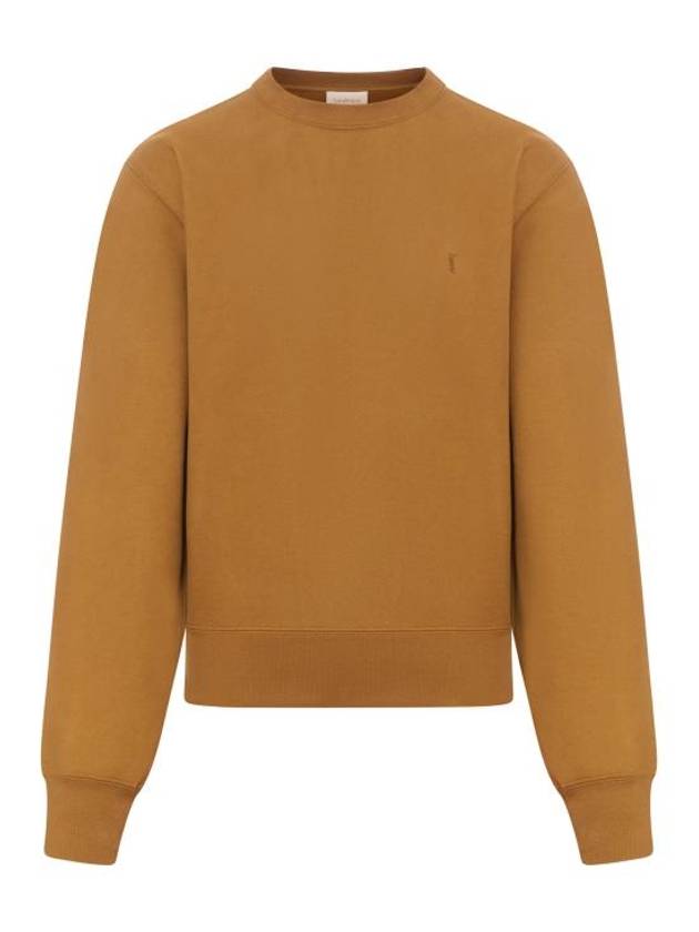 Saint Laurent Embroidered logo knit top brown