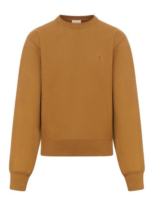 Saint Laurent Embroidered logo knit top brown