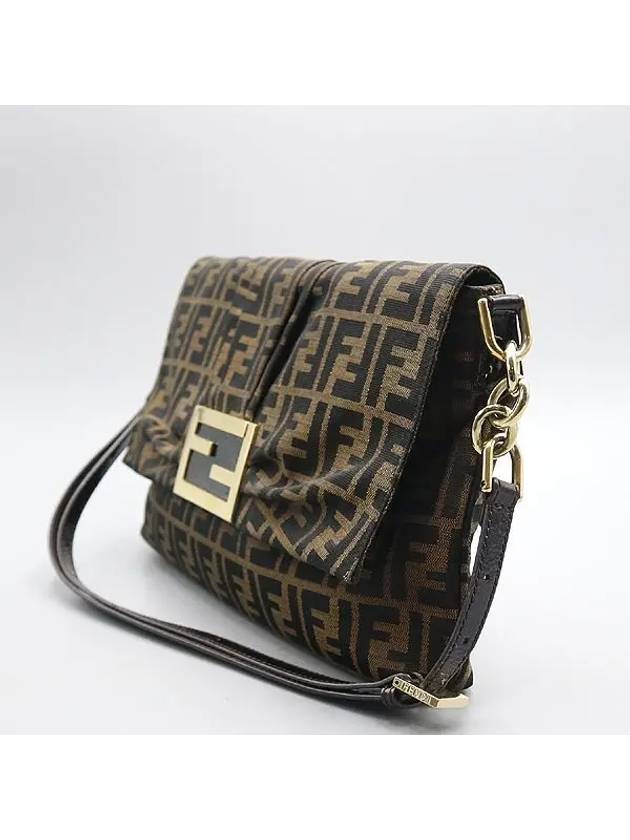 Fendi 8BT163 Gold logo decoration FF brown Jagard Juca shoulder bag