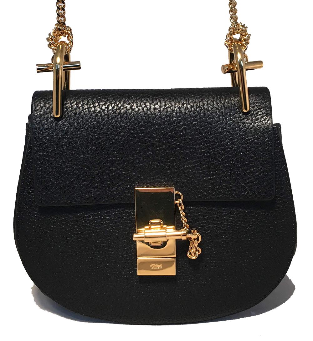 CHLOE NWOT Mini Drew Black Leather Saddle Bag