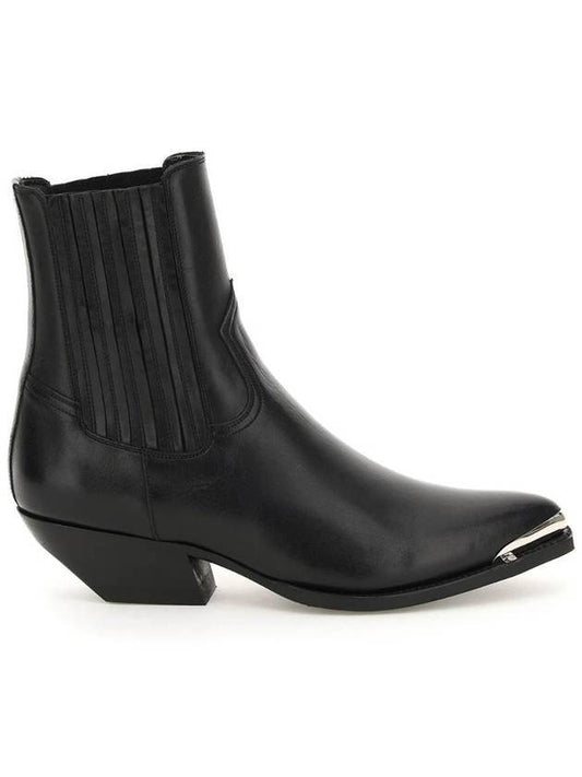 CELINE Calfskin Metal Toe Cruiser Chelsea Boots Black