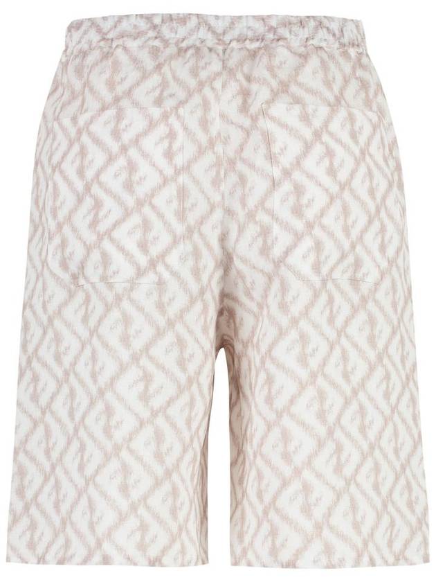 Fendi Logo Monogram Linen Bermuda Shorts Beige
