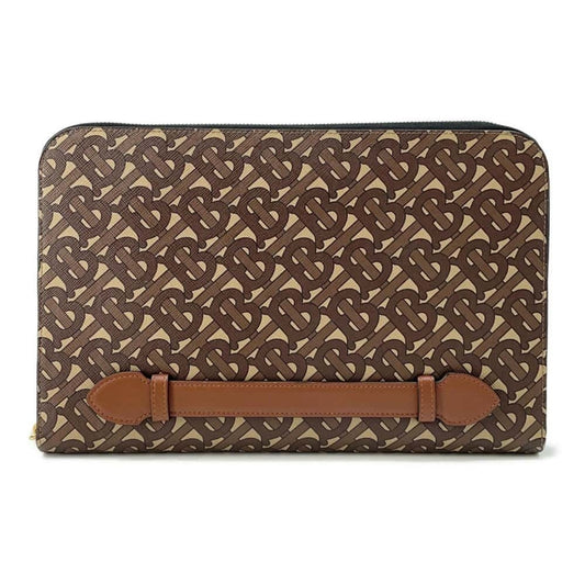 Burberry  Coated Canvas Leather Clutch Bag ()