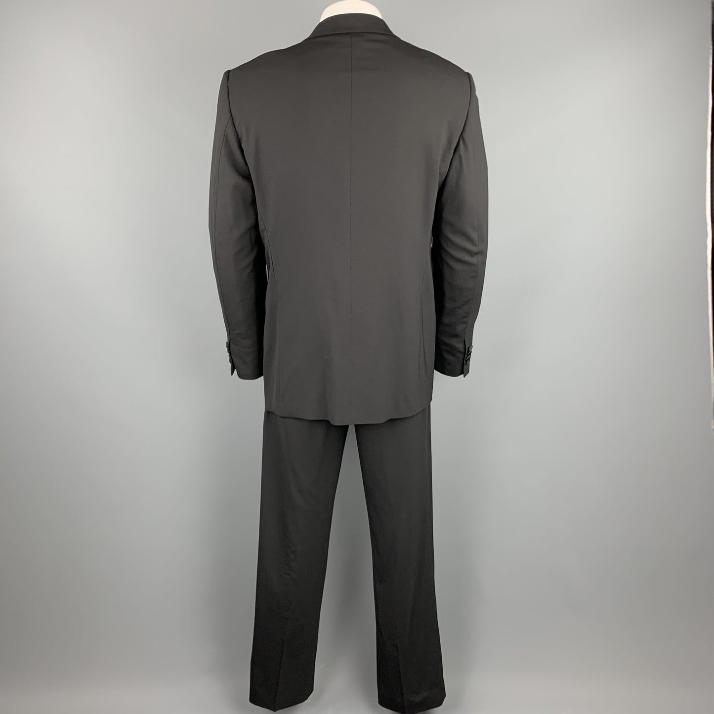 PRADA Size 44 Black Wool Notch Lapel Tuxedo