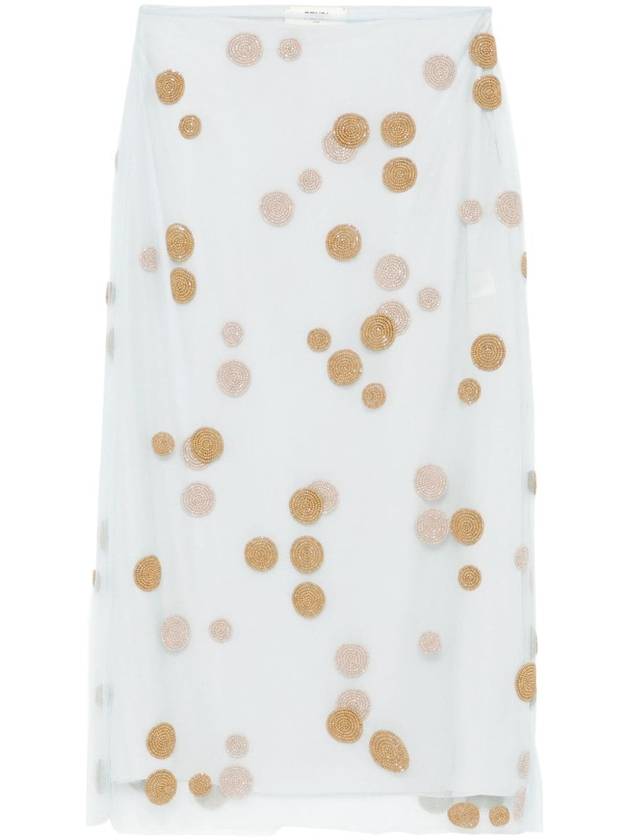 Fendi Embroidered Tulle Skirts Light Blue