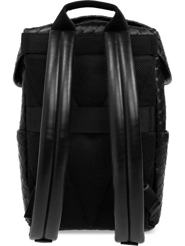 Bottega Veneta Intrecciato Flap Backpack Mat Black